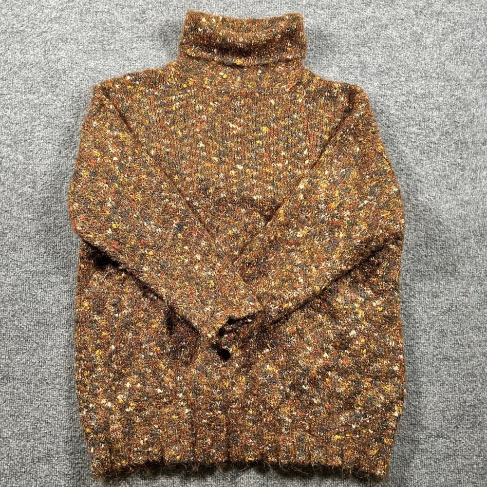 Express Sweater Womens Size M Brown Mohair Blend Metallic Knit Turtleneck Cozy